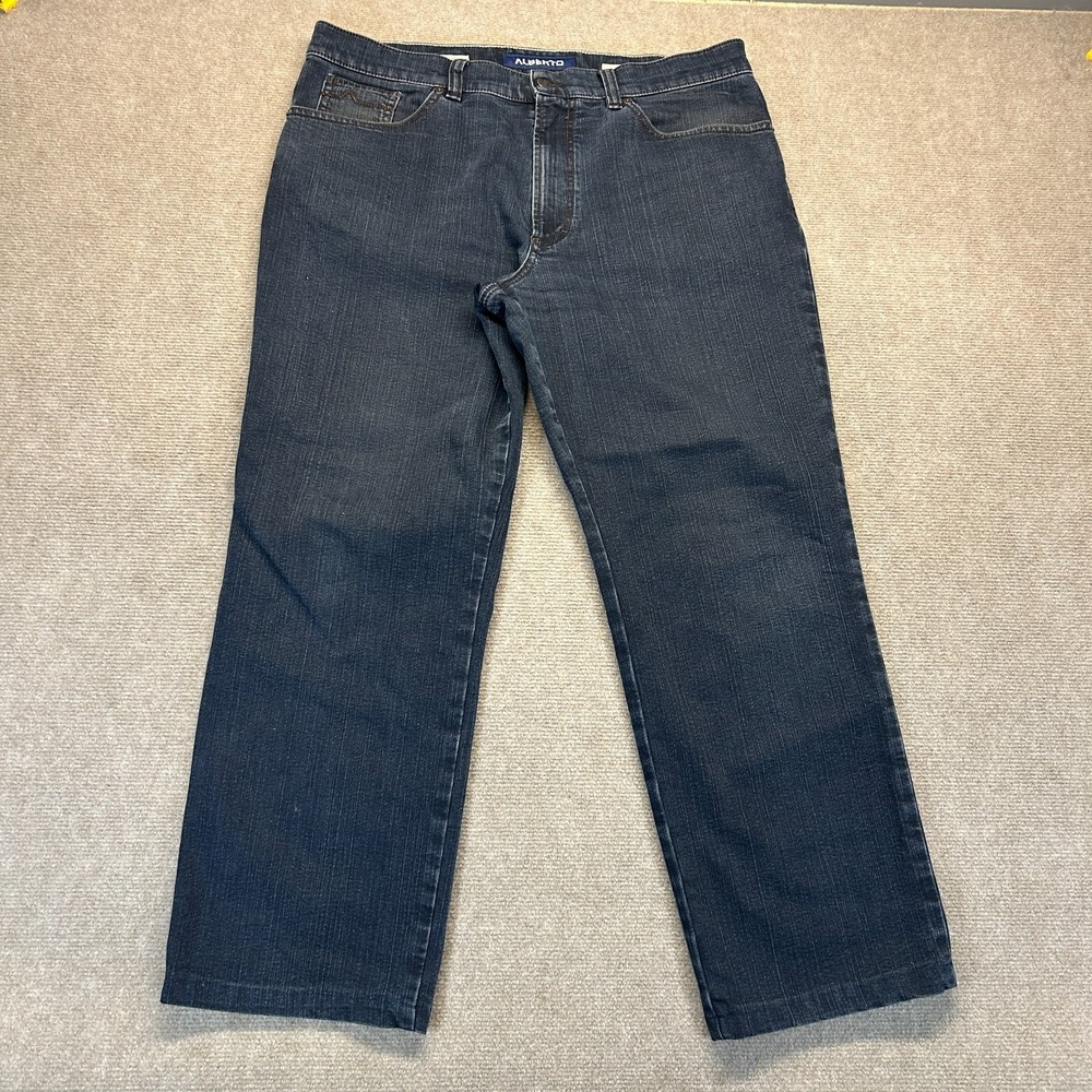 Alberto Tommy Jeans Men's 36 Comfort Fit Dark Blue T400 Denim Hemmed to 27"